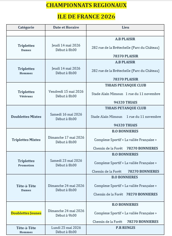 CHAMPIONNATS   REGIONNAUX  2026