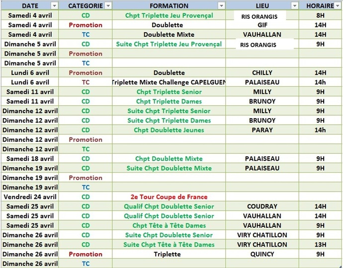 CALENDRIER  VETERANS ET SENIORS