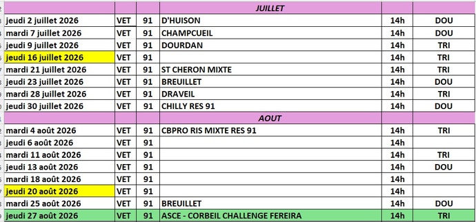 CONCOURS  EN JUILLET ET  AOUT