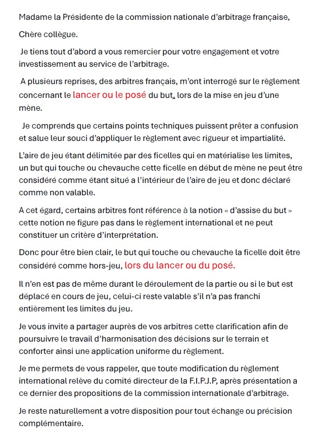 FIPJP     REGLEMENT  JET DU BUT