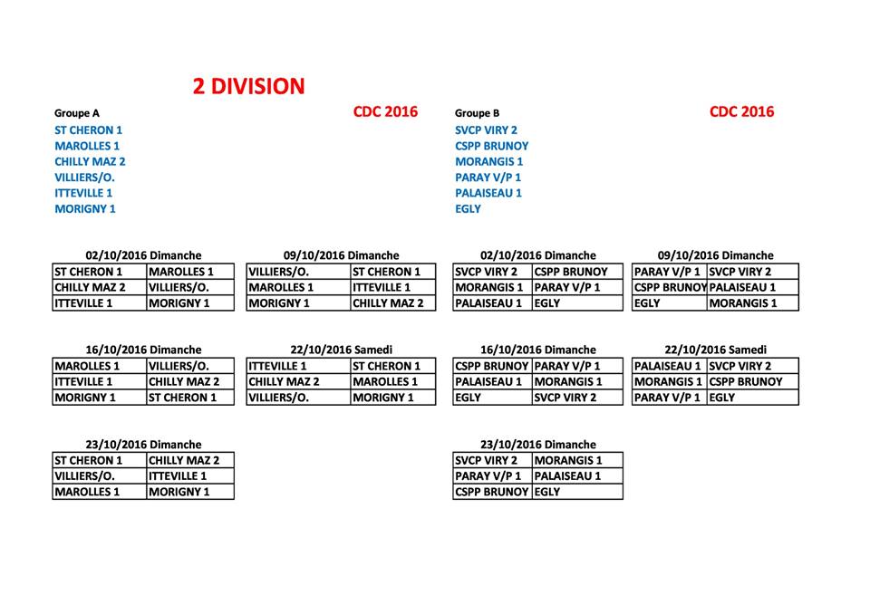 CHAMPIONNAT DES CLUBS DEPARTEMENTAL  SENIORS 2éme DIV