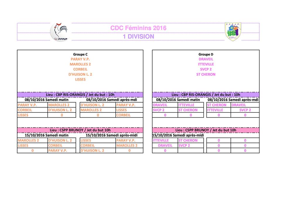 CHAMPIONNAT DES CLUBS DEPARTEMENTAL  FEMININ 2016