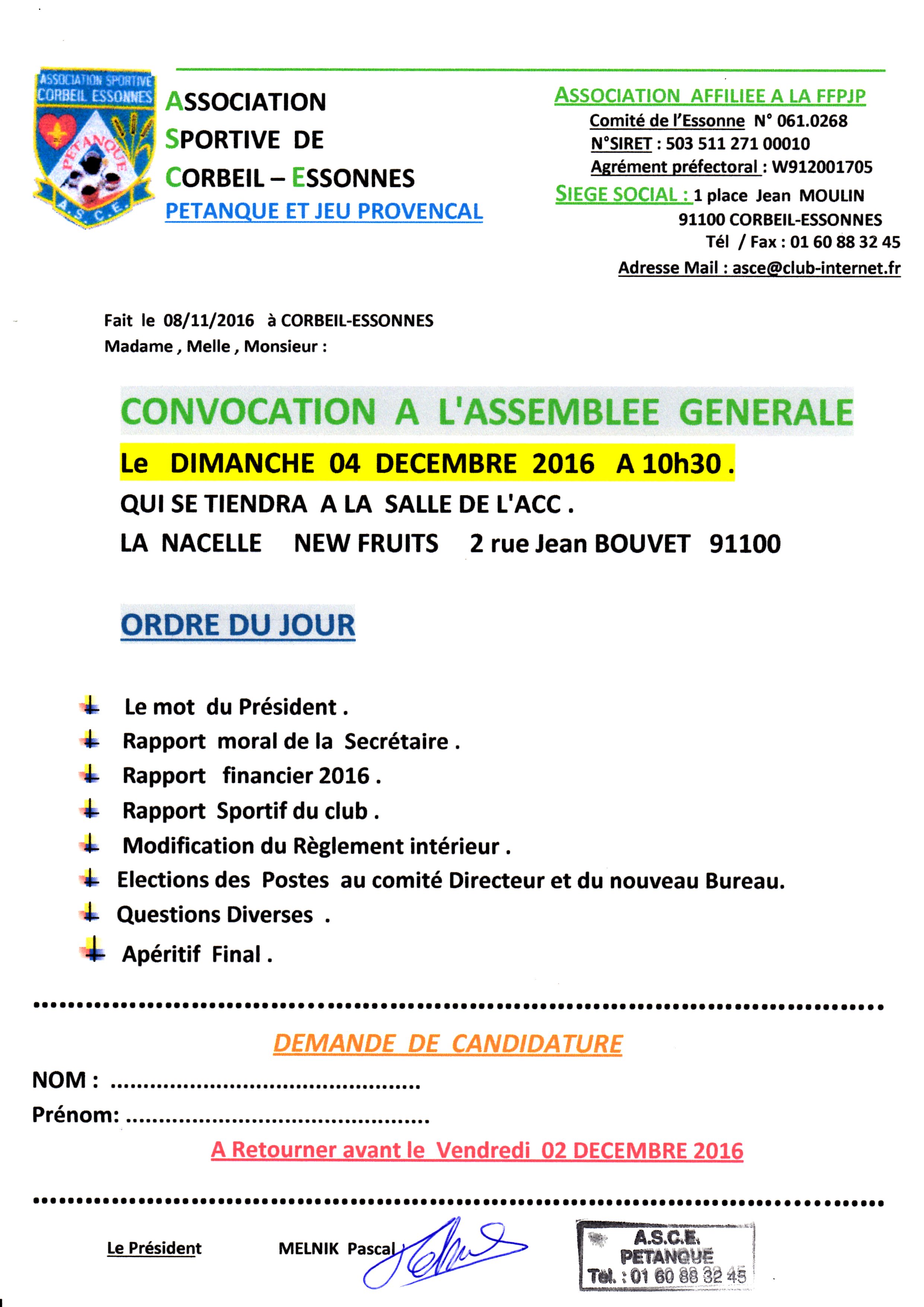 CONVOCATION  AG  2016