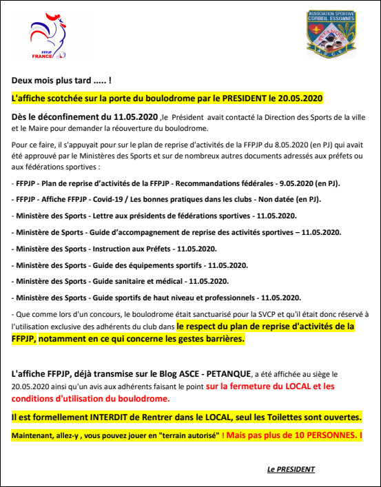 DECONFINEMENT  ASCE -  PETANQUE DECONFINEMENT  ASCE -  PETANQUE