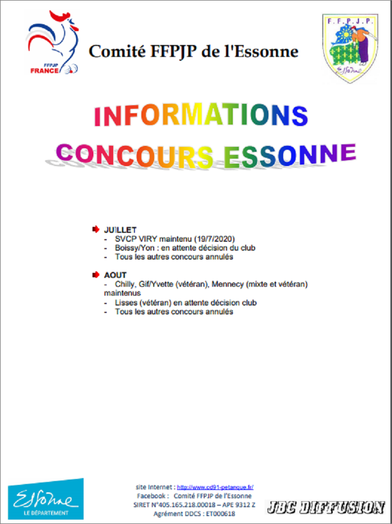 NOUVELLE INFO  DU  CD.91