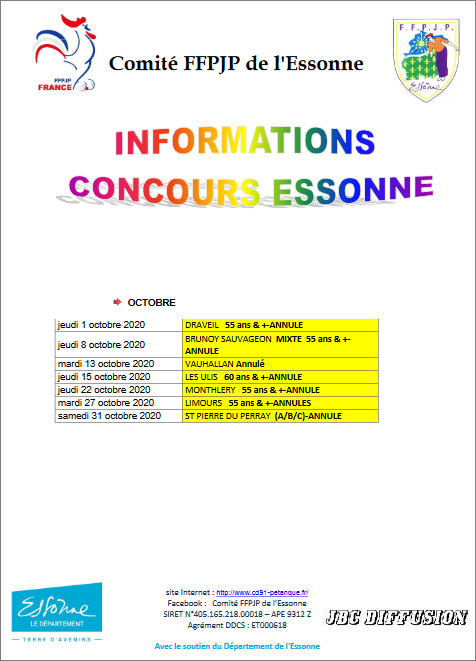 CONCOURS  ANNULES  D' OCTOBRE