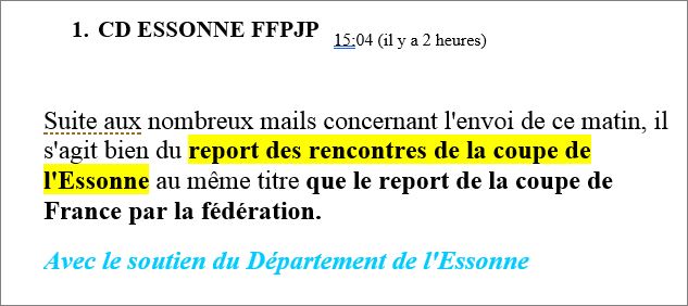 NOUVELLE INFO  DU  CD.91  