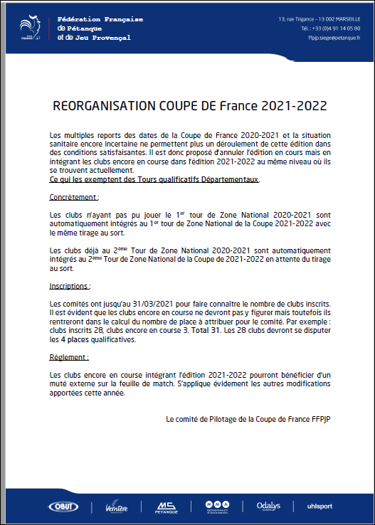 NOUVELLE  MESURE  COUPE  DE  FRANCE   2021