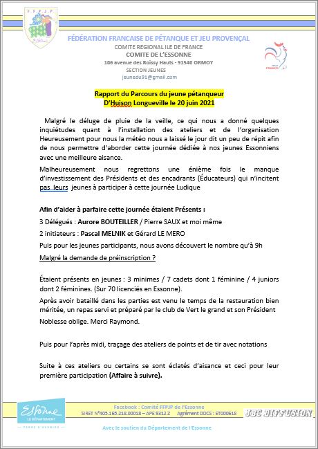 RÉSULTATS   DU   PARCOURS   JEUNES   2021