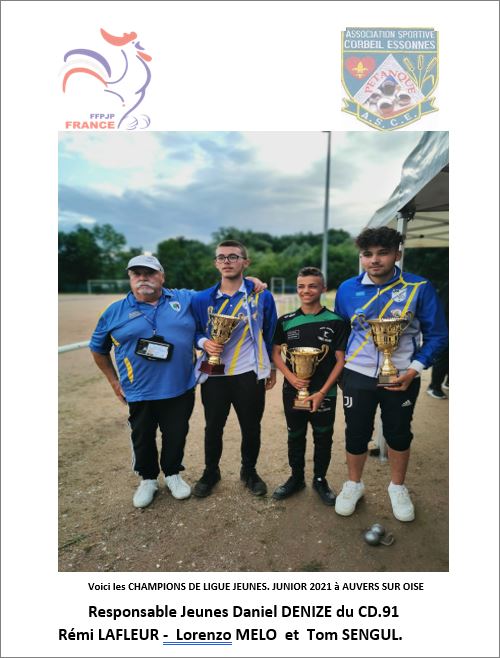 CHAMPION   LIGUE  JEUNES   JUNIOR  2021 CHAMPION   LIGUE  JEUNES   JUNIOR  2021