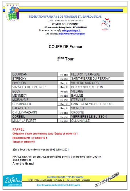 TIRAGE  DU  2ème  TOUR  COUPE  DE  FRANCE