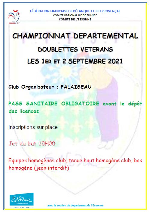 CHAMPIONNAT  DOUBLETTE  VÉTÉRANS  2021