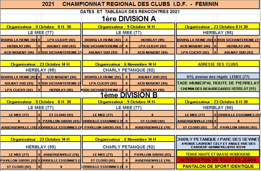 CRC 1ère DIV FEMININS   ET  CRC 2ème DIV  SENIORS