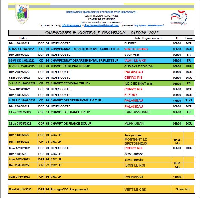 CALENDRIER  PROVENCAL  2022
