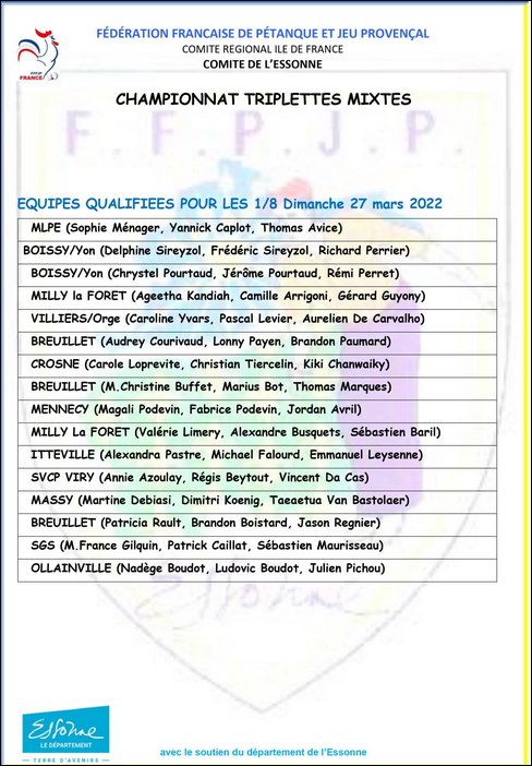 CHAMPIONNAT  TRIPLETTE  MIXTE