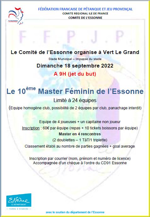 10ème  MASTER  FEMININ  DE L'ESSONNE