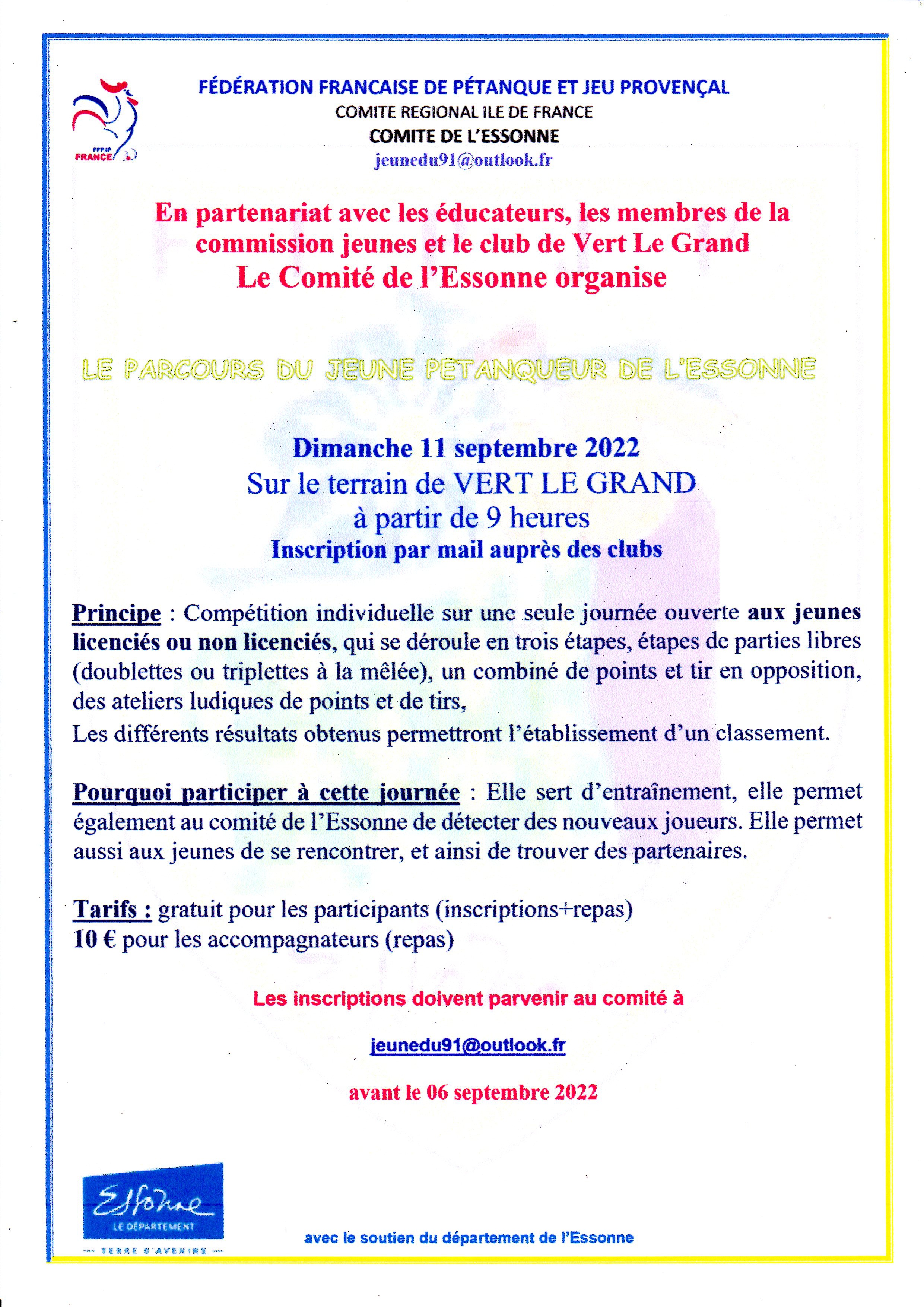 AFFICHE PARCOURS JEUNES PETANQUEURS AFFICHE PARCOURS JEUNES PETANQUEURS