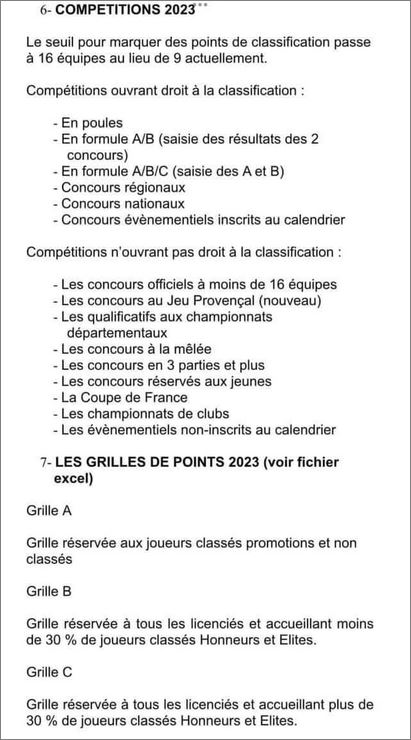 NOUVELLE CLASSIFICATION  FFPJP  2023