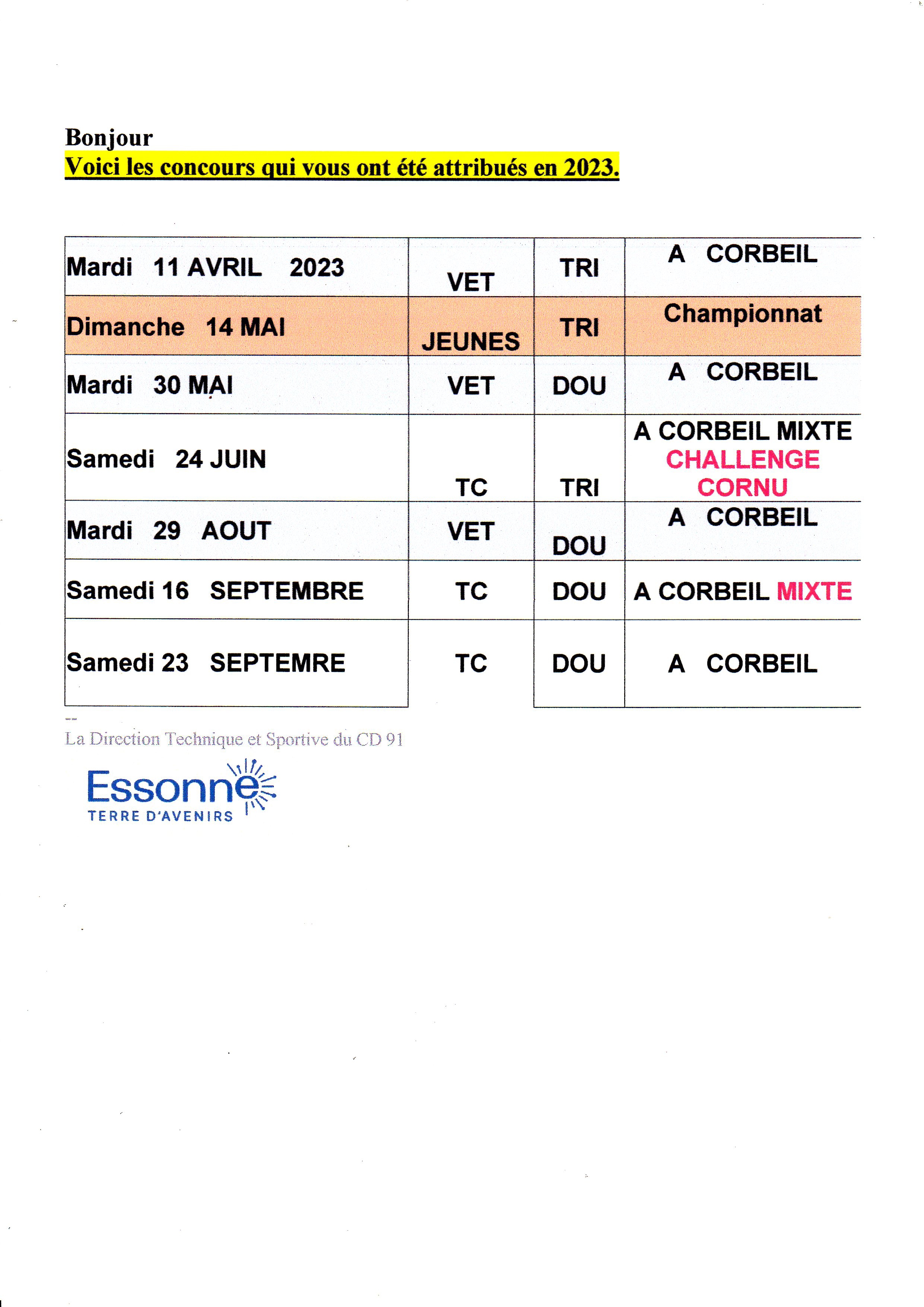 CONCOURS  2023  A CORBEIL - ESSONNES