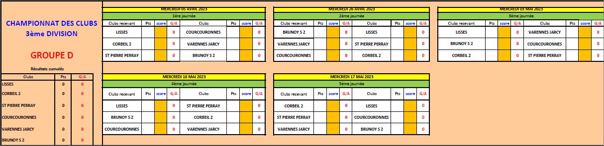 CALENDRIER CDC VETERANS 1ére DIV ET 3ème DIV CALENDRIER CDC VETERANS 1ére DIV ET 3ème DIV