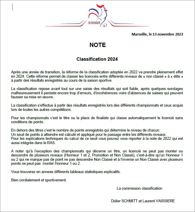 NOTE FFPJP CLASSIFICATION 2024 NOTE FFPJP CLASSIFICATION 2024