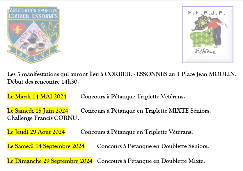 LES 5 CONCOURS  A CORBEIL 2024