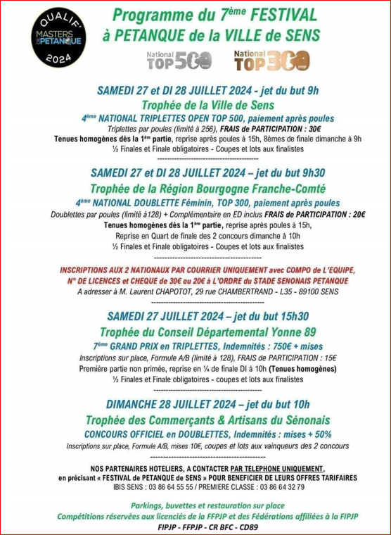 AFFICHE DU  NATIONAL  DE SENS 2024
