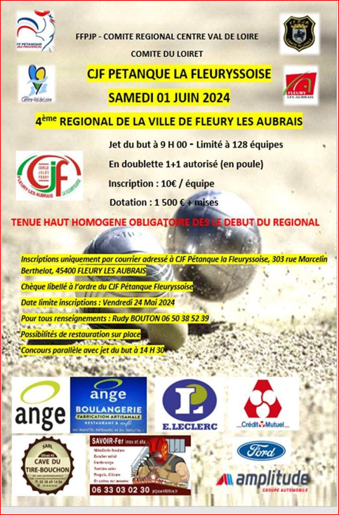 AFFICHE DU REGIONAL  FLEURY LES AUBAIS