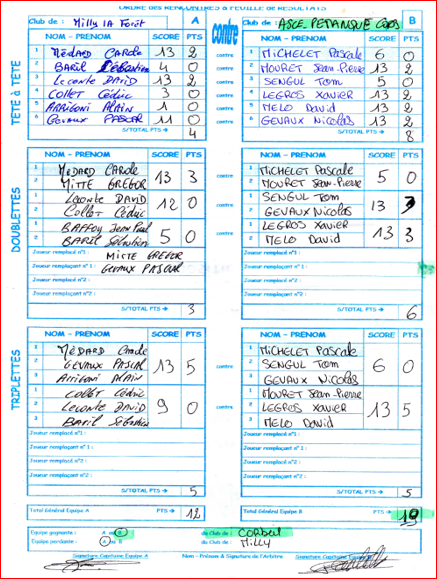 FEUILLE DE MATCH DES RENCONTES