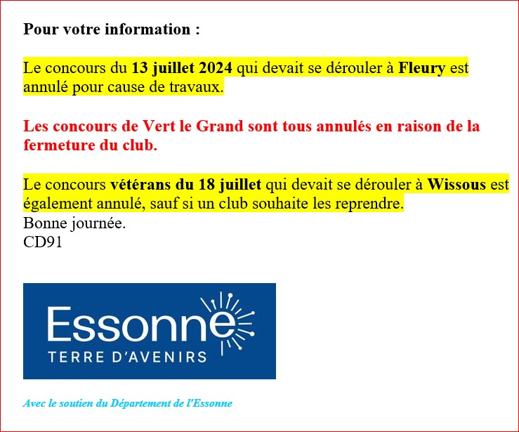 ANNULATION DE CONCOURS CD.91 ANNULATION DE CONCOURS CD.91