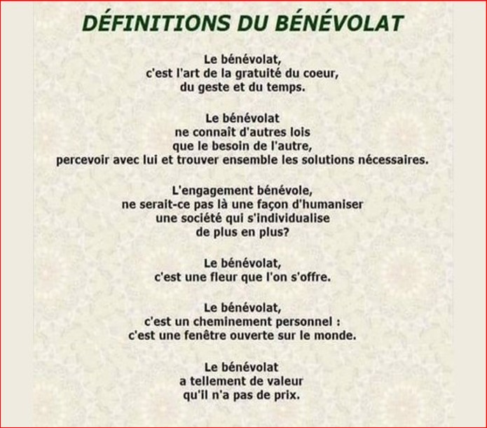 DEFINITIONS  DU   BENEVOLAT