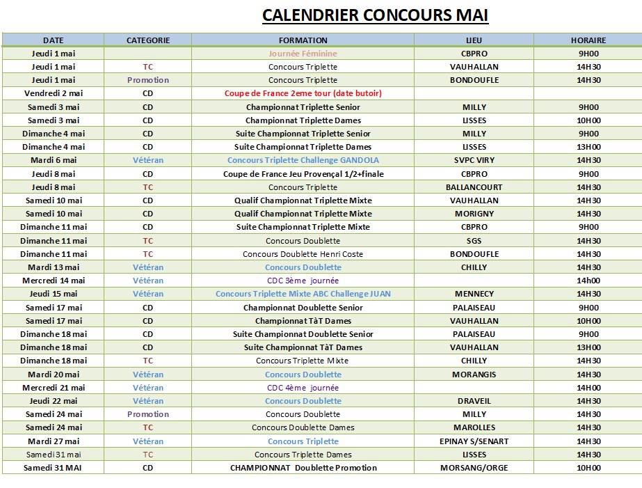 CONCOURS  CD.91  DU MOI  DE  MAI CONCOURS  CD.91  DU MOI  DE  MAI