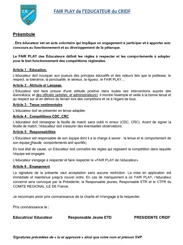 FAIR PLAY  EDUCATEURS