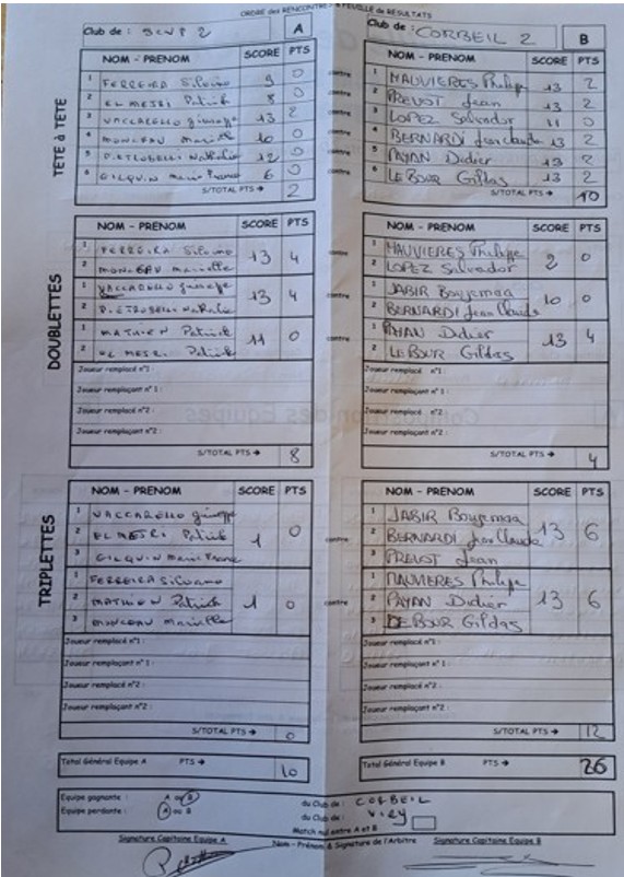 FEUILLE DE MATCH EQP . 2 FEUILLE DE MATCH EQP . 2