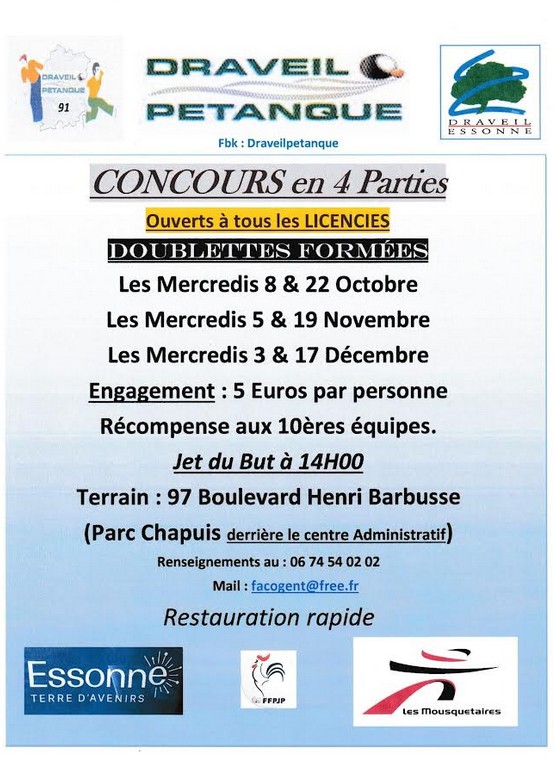 CONCOURS  4 PARTIES  A DRAVEIL CONCOURS  4 PARTIES  A DRAVEIL