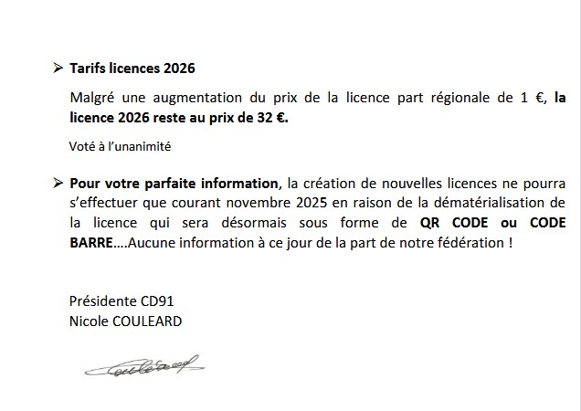 RELEVE  DECISIONS DU  CD.91  MUTATION