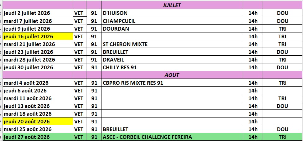 CONCOURS  EN JUILLET ET  AOUT