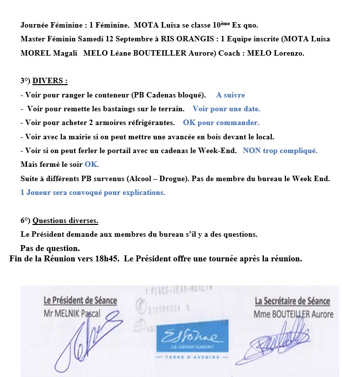 COMPTE  RENDU  REUNION DE  BUREAU