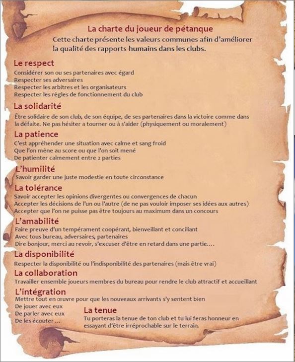 CHARTE DU PETANQUEUR