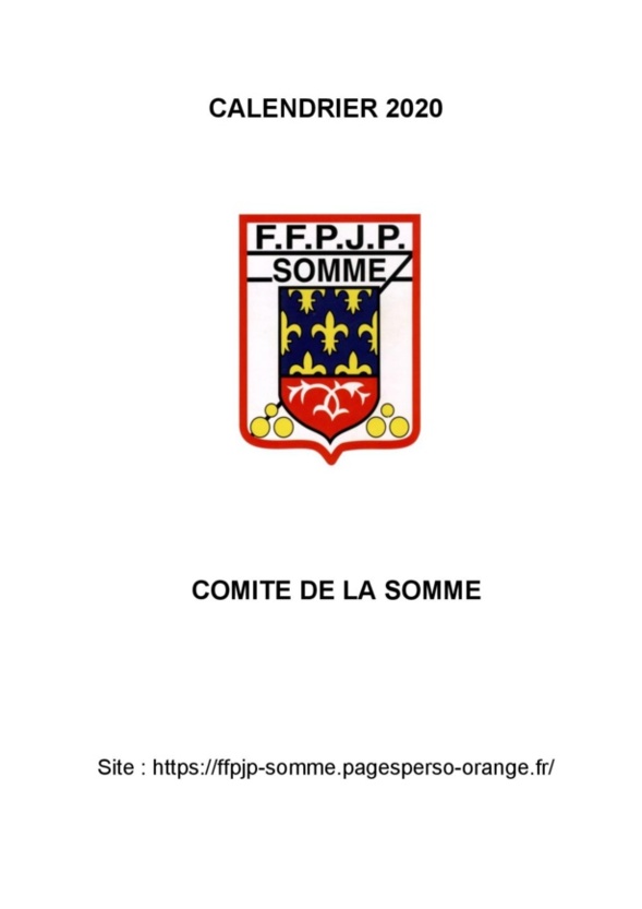 CALENDRIER FFPJP - SOMME 2020 CALENDRIER FFPJP - SOMME 2020