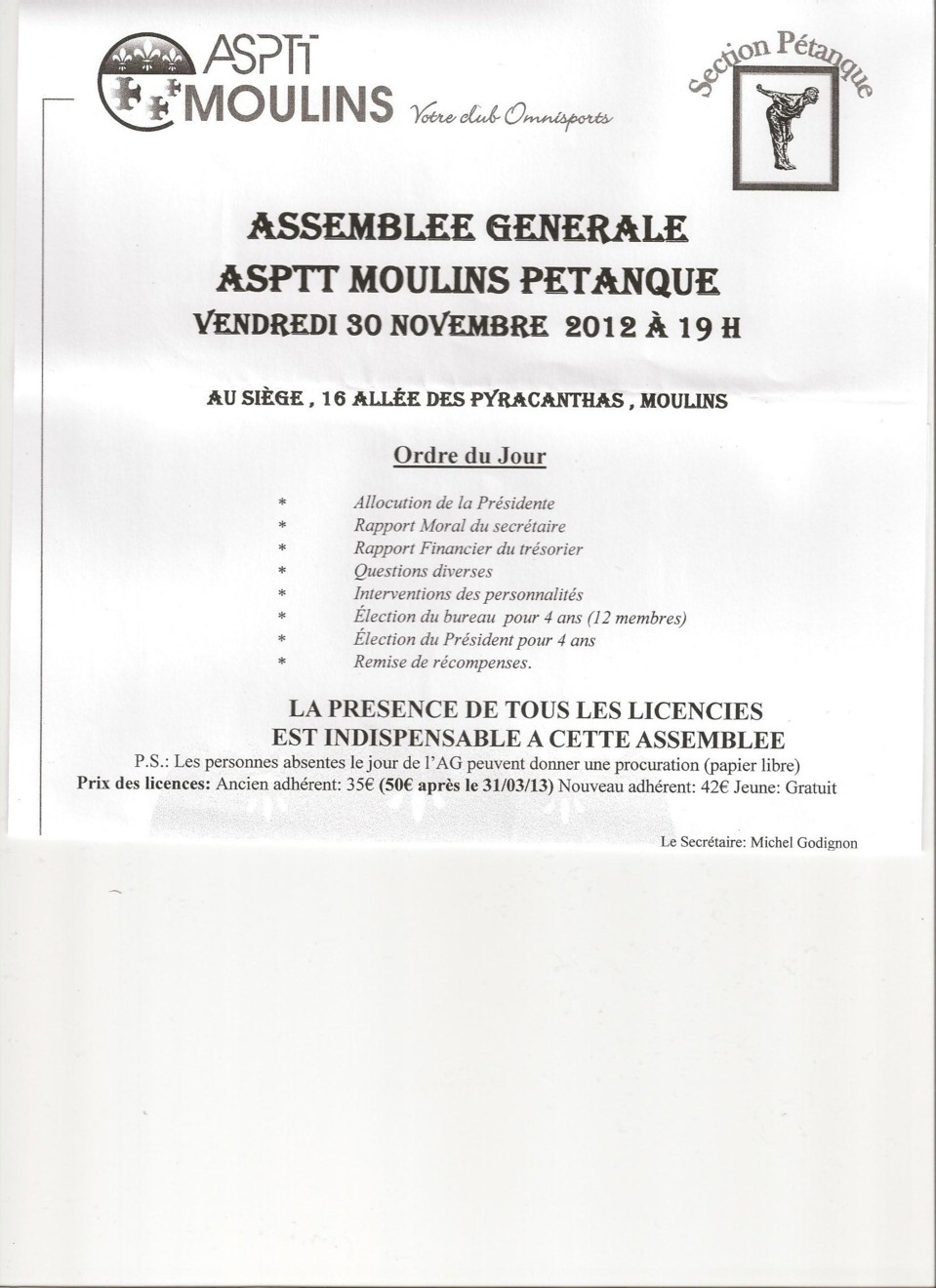 ASSEMBLEE GENERALE ASSEMBLEE GENERALE