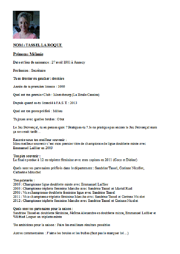 Portrait de Mélanie TASSEL LA ROQUE Portrait de Mélanie TASSEL LA ROQUE
