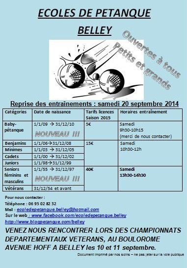 Nouveauté : les entraînements ne concerneront plus seulement les jeunes, mais aussi les seniors et vétérans, que leur but soit d'apprendre, de se perfectionner, de s'entretenir pendant l'hiver ou tout simplement de venir s'amuser.