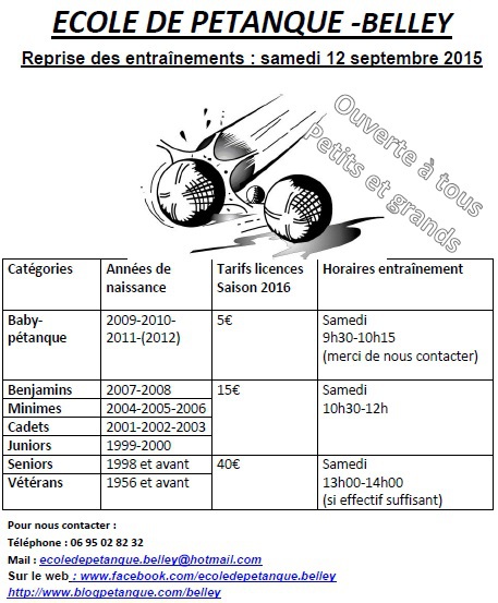 L'heure de la rentrée pour l'école de pétanque L'heure de la rentrée pour l'école de pétanque