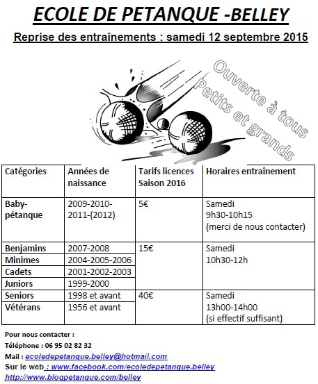 L'heure de la rentrée pour l'école de pétanque