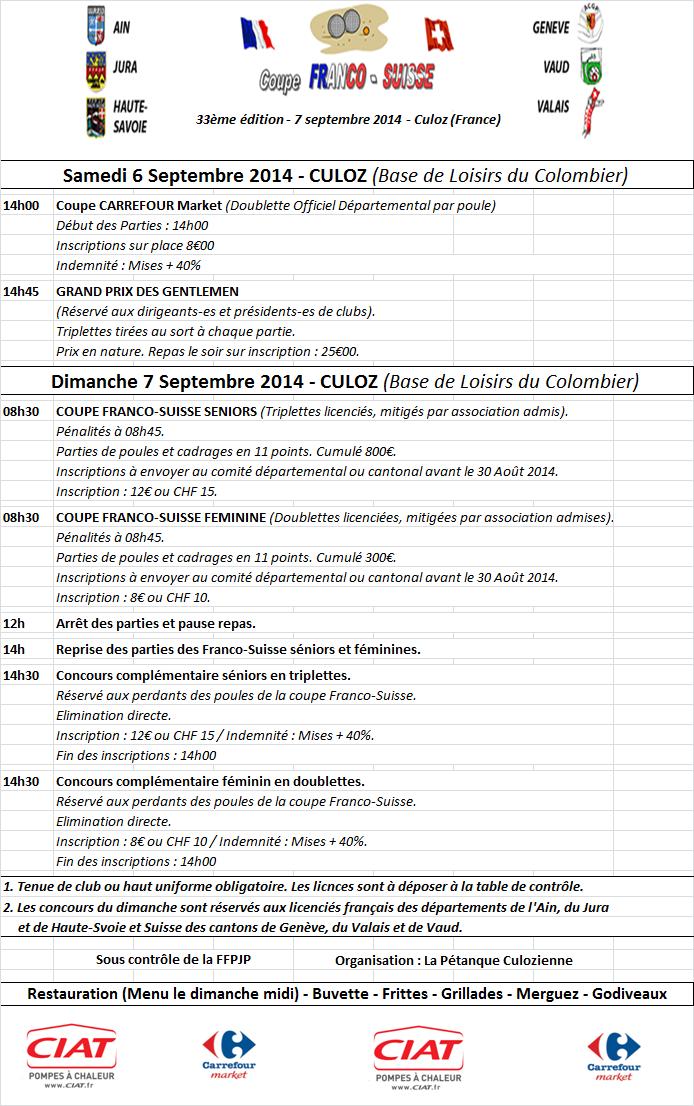 Coupe Franco-Suisse (secteur Sud) le dimanche 7 septembre 2014.