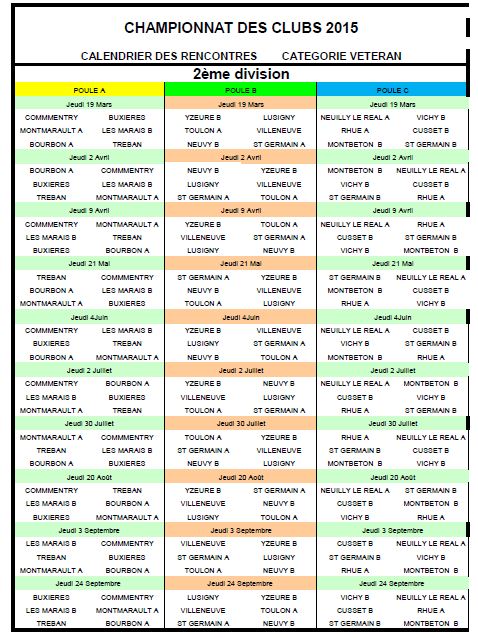 Tirage Cht des club vétéran