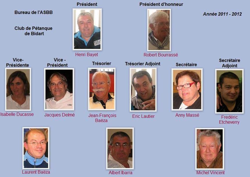 Membres du bureau de l'ASBB pour 2011