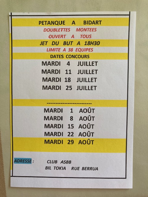 Concours d'été à Bidart