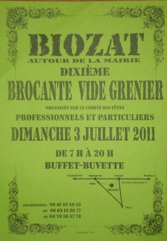 BROCANTE à BIOZAT le Dimanche 3 Juillet 2011